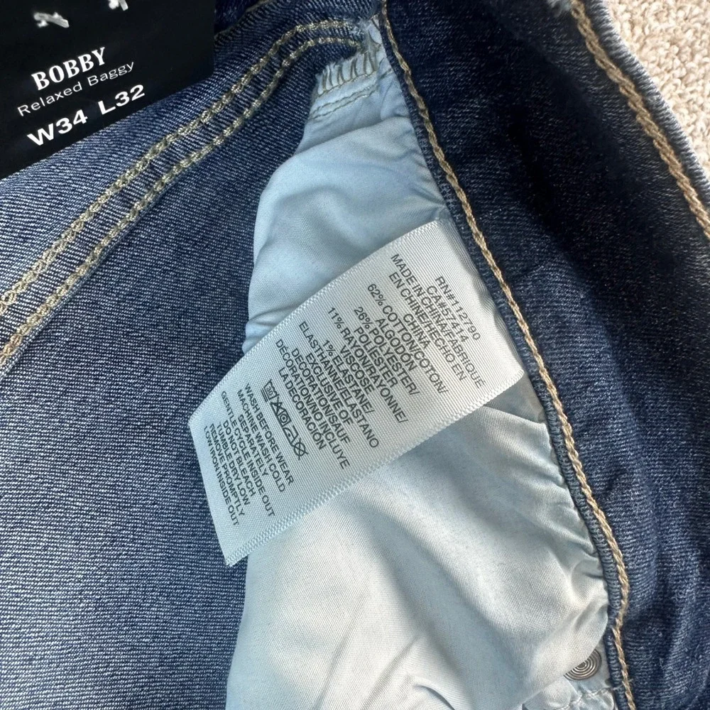 True Religion Bobby Applique Jeans Men 34 Relaxed Baggy Medium Blaze NEW $84